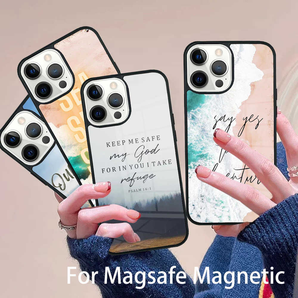 

Christian Psalms Phone Case Magesafe Magnetic Wireless Charge Cover For IPhone 16 11 12 13 14 15 Pro Max Plus Mini