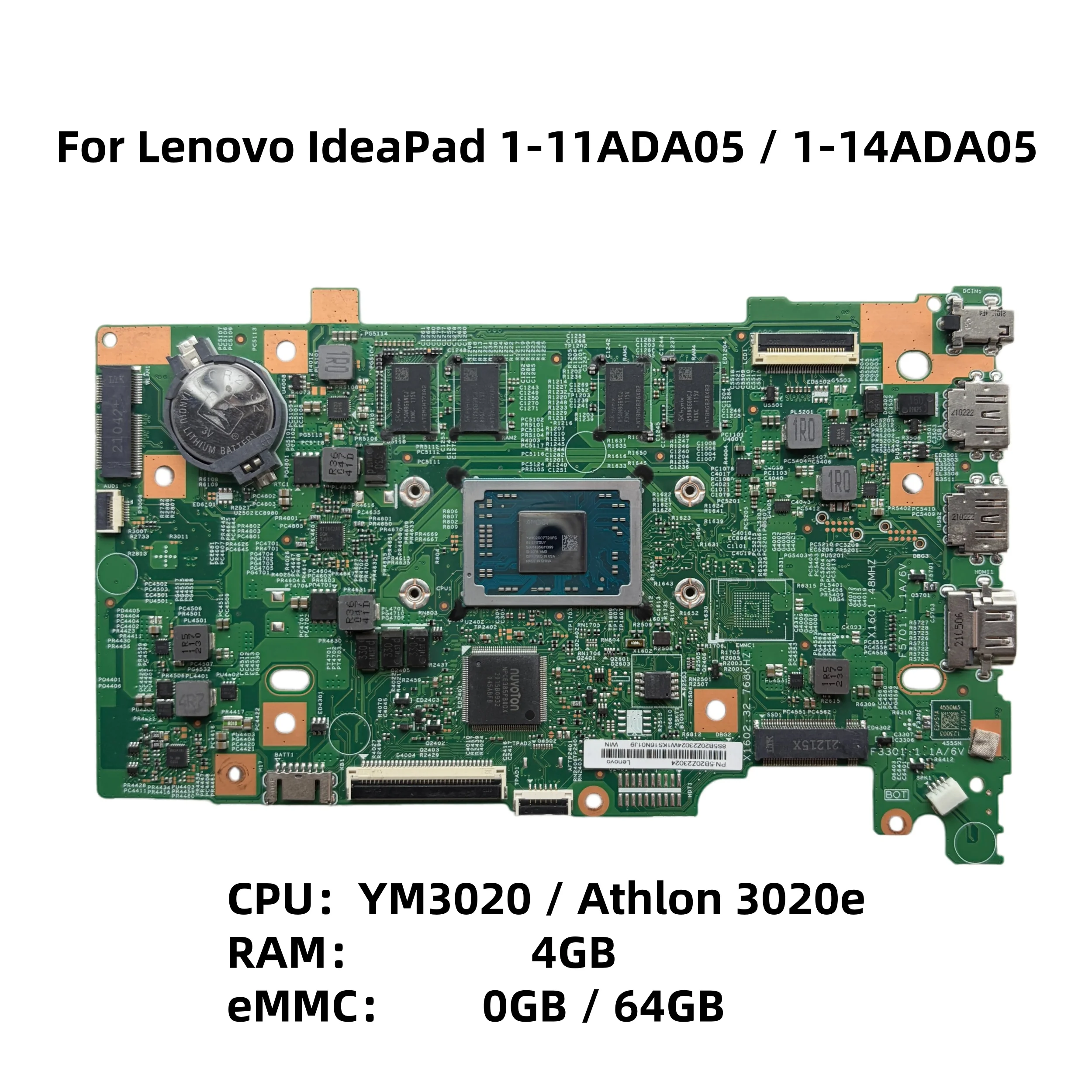 19877-1-レノボ-ideapad-1-11ada05-1-14ada05-ノートパソコンのマザーボード-athlon-3020e-cpu-4gb-ram-0gb-64gb-emmc-付き