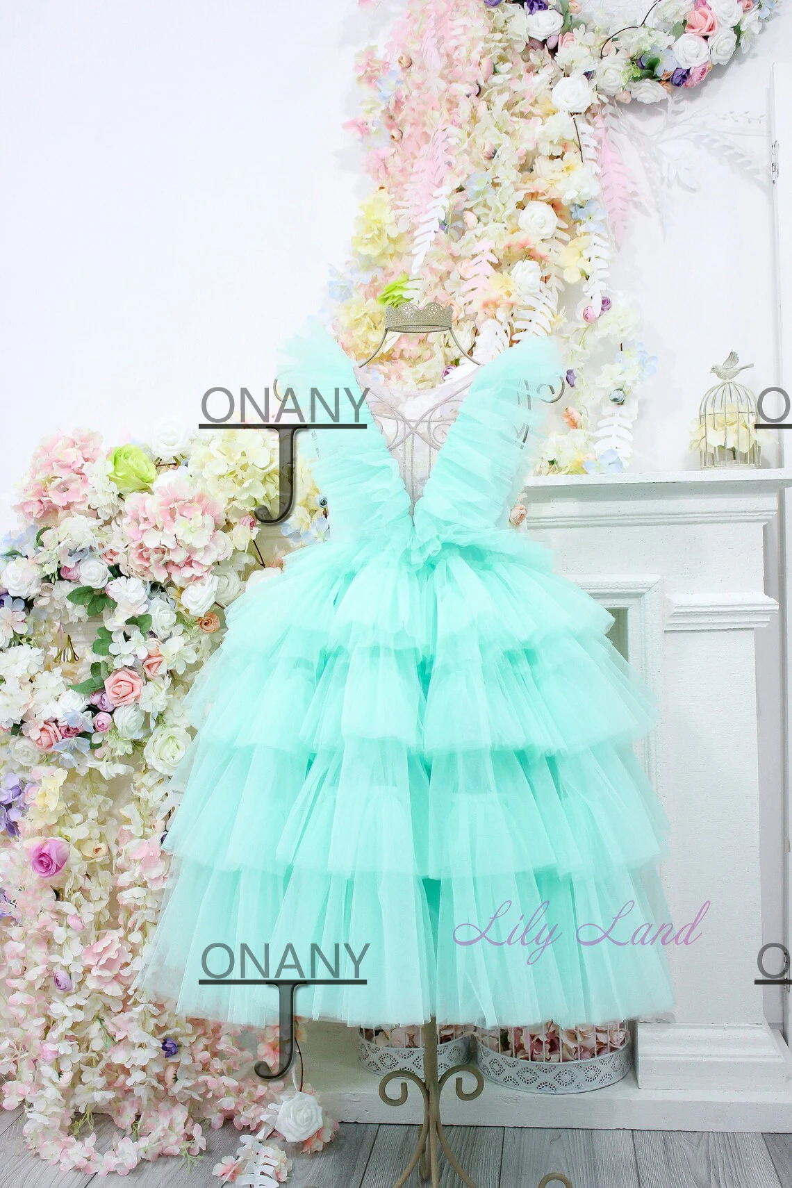 JONANY-Robe Délicate à Fleurs pour Fille, Col en Fibres V, en Tulle, Personnalisée, ixde Princesse, Anniversaire, Première Communion