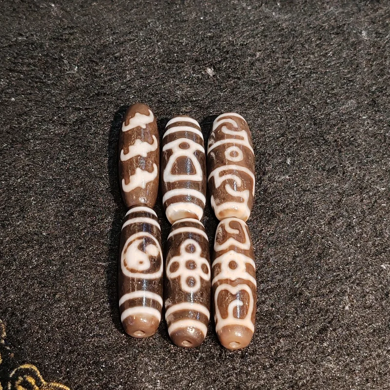 

Tibet Agate Dzi Horseshoe Weathered Tai Chi God of Wealth and other totem Heavenly Beads Necklace Pendant DIY Accessories