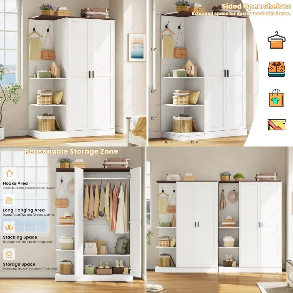 contemporary bedroom storage cabinet with 5 shelves, 2 doors, and 30