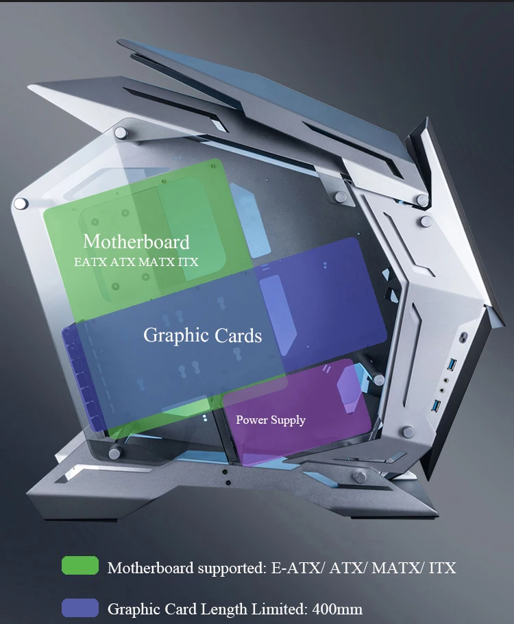 MOD-3 جميع الألومنيوم EATX الهيكل حالة الكمبيوتر دعم ATX MATX ITX 360 مللي متر برودة 5 فولت ARGB مفتوحة الجانب شفافة إطار الكمبيوتر المكتبي #2