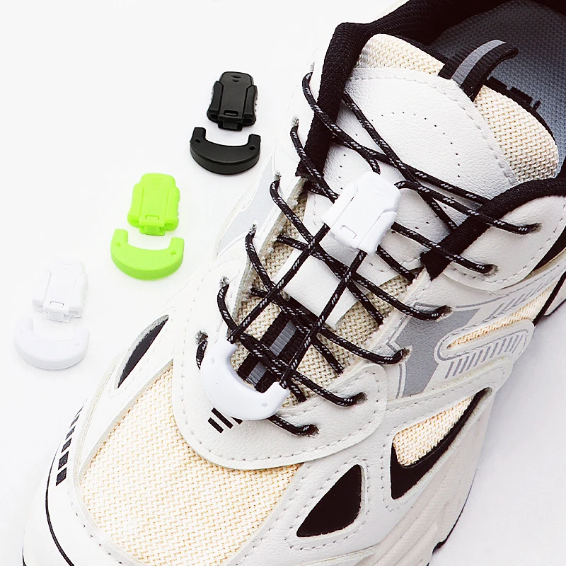 New 1 Pair Reflective No-Tie Shoelace Buckle Quick Lock Shoelaces Fastener for Sports Running Sneakers Shoe Laces
