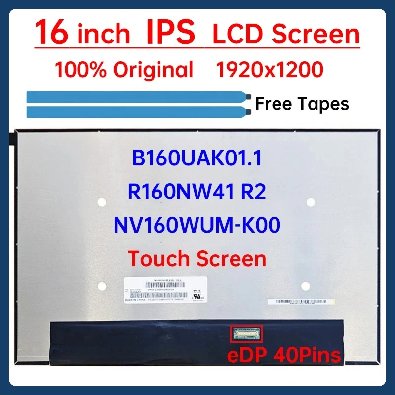 

16" Laptop LCD Touch Screen B160UAK01.1 R160NW41 R2 NV160WUM-K00 For Lenovo ThinkPad P16v Gen 1 Display Matrix Panel 1920x1200