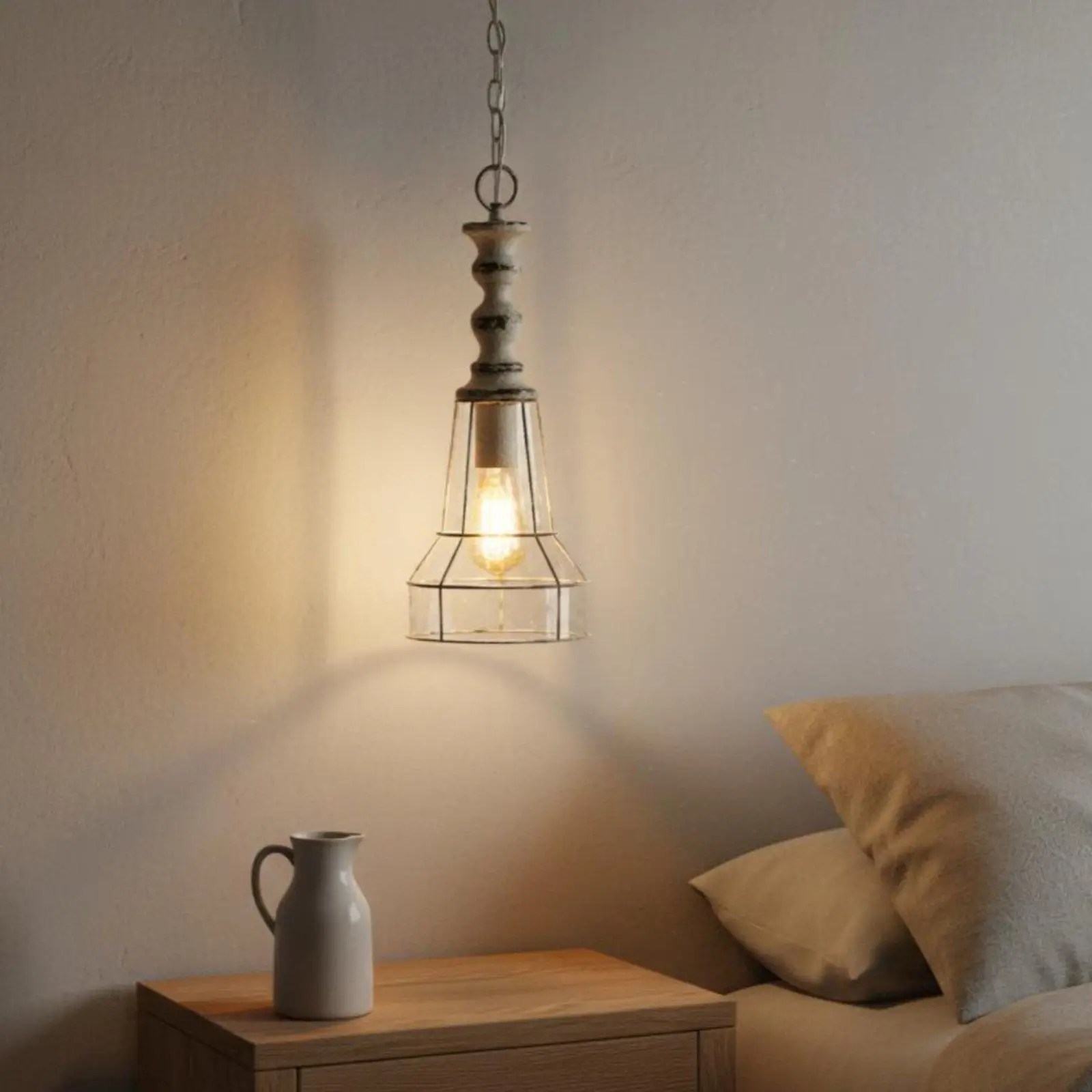 French Vintage Hanging Lamp Light Designer Decor Metal Wire Frame Ceiling Light