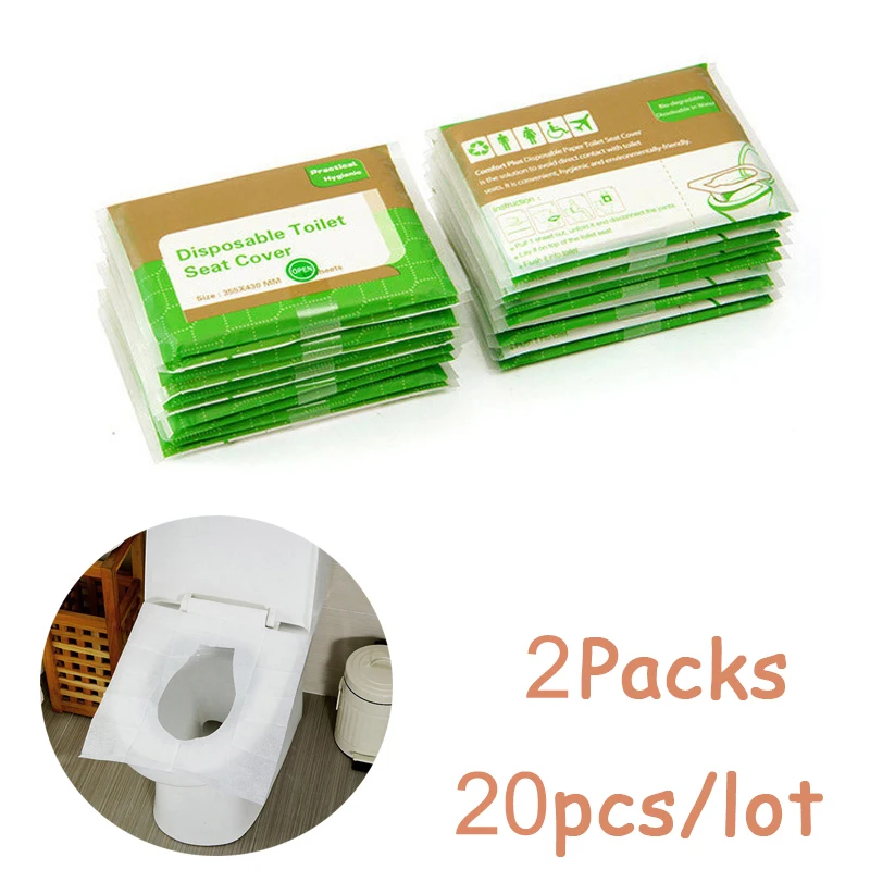 20pcs/lot Disposable Toilet Seat Cover Waterproof Safety Travel/Camping Bathroom Accessiories Mat Portable Essential for Outdoor