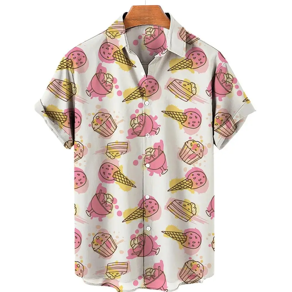 

Fashion Ice Cream Blouses for Girls Short Sleeve Top Child Girl Clothes Casual Boy Infant Blouse Lapel Shirts Children's T-Shirt