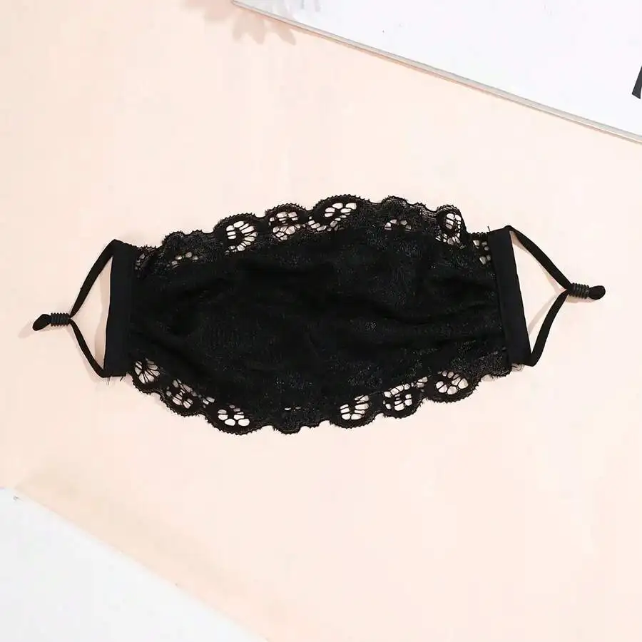 Adjustable Reusable Lace Floral Mesh Face Mask