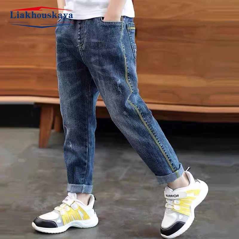 100-160cm Spring Kids Boys Jeans Baby Clothes Classic Pants Children Denim Clothing Infant Boy Trend Long Bottoms Trousers