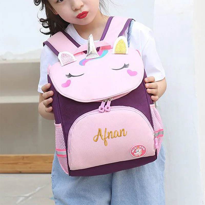 Personalized Name Kindergarten Schoolbag for Boys and Girls Cute Cartoon Backpack Dinosaur Embroidery Children\'s Bag