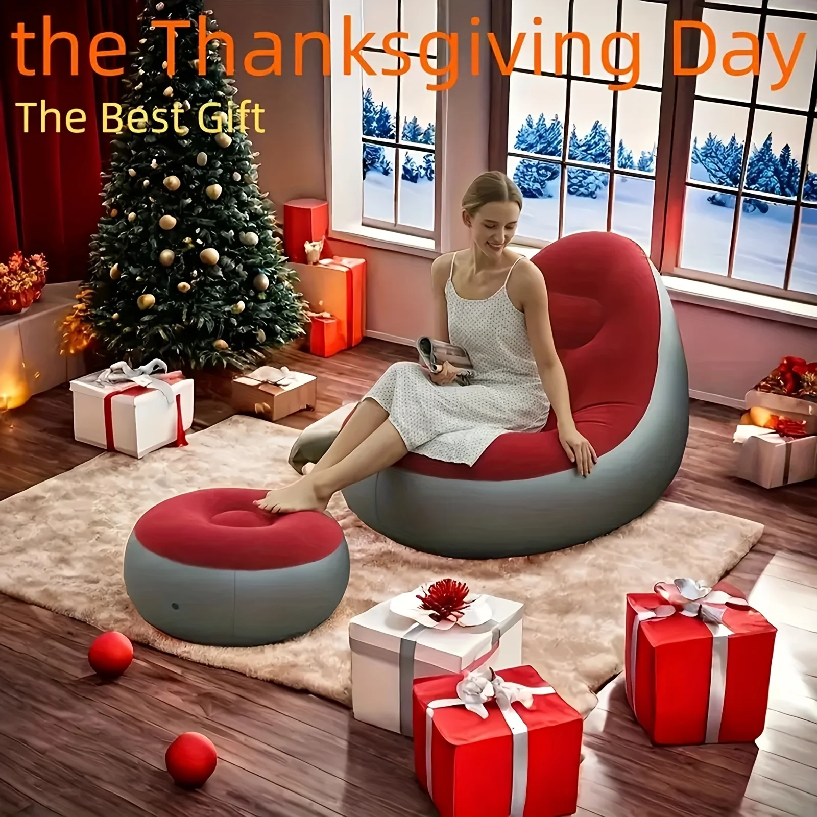 أريكة خارجية محمولة قابلة للنفخ كرسي أريكة خارجي مع دواسات مزيج مريح كرسي أريكة يتدفقون #3