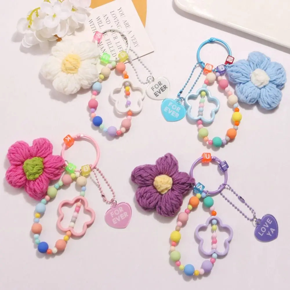 Colorful Keychain Pendant New Attractive Handmade Acrylic Bag Decoration Five-petaled Flowers Bag Pendant