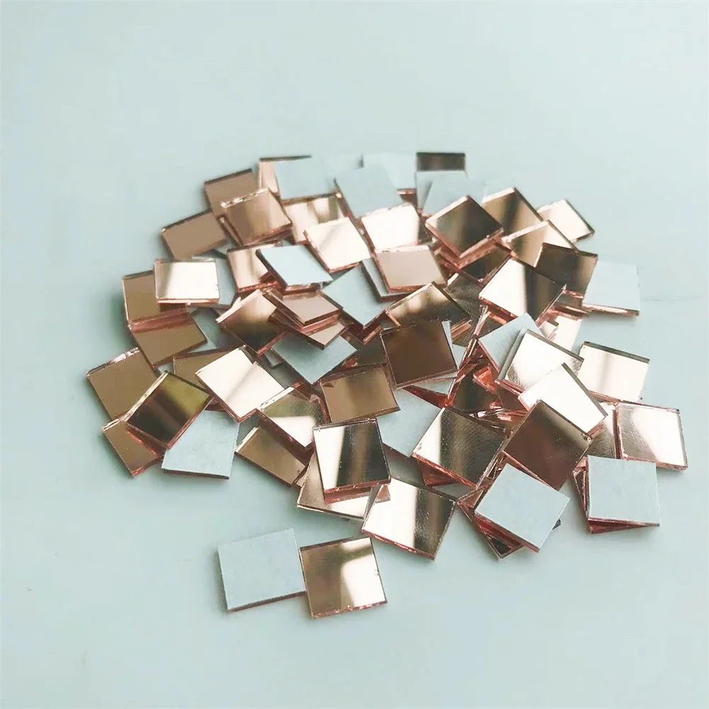 100Pcs Self-Adhesive Glass Mini Square Mirror Mosaic Tiles Stickers Bathroom DIY Party Handmade Craft Home Decoration