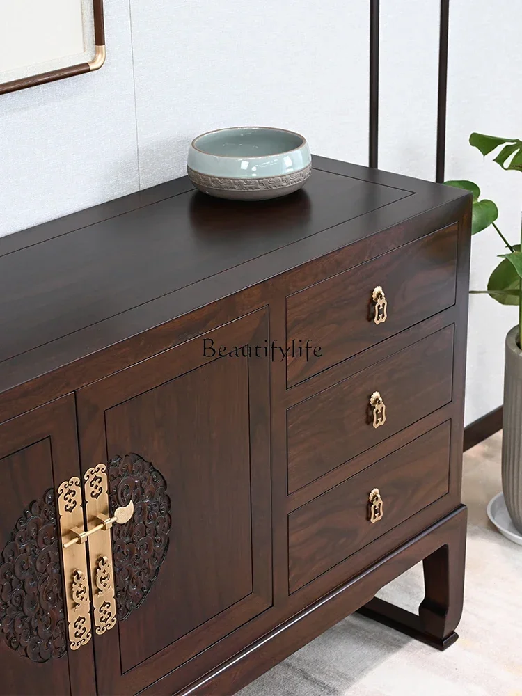 

44 Chinese Style Solid Wood Side Cabinet Old Elm Wood retro Living Room Household Wall Storage Cabinet