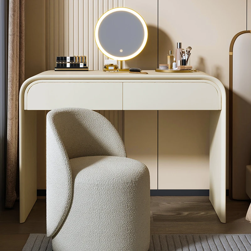 

Minimalist Cream Style Bedroom Dresser Simple Modern Solid Wood Dresser Makeup Table