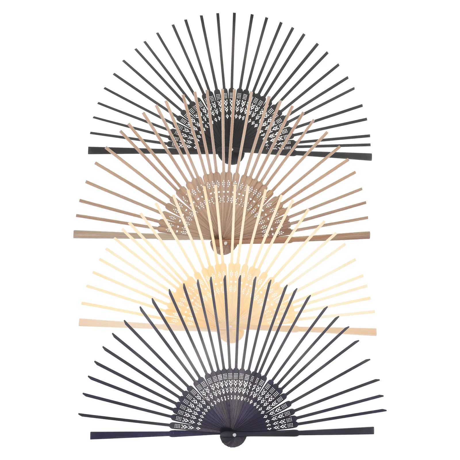 

4Pcs Bamboo Folding Fan Sticks DIY Handheld Vintage Chinese Style Craft Kit Blank Ribs Spines Replacement Supplies