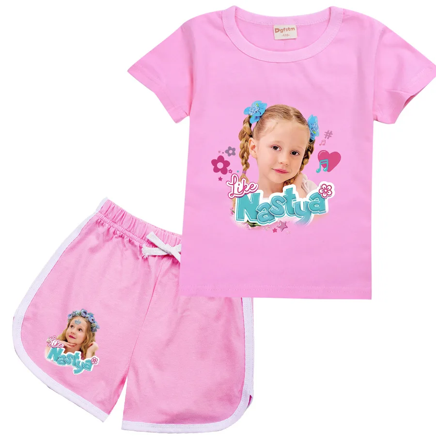 Lovely Like Nastya T Shirt Kids Summer Short Sleeve T-shirt and Shorts 2pcs Sets Toddler Girls Outfits Children Casual Sportsuit