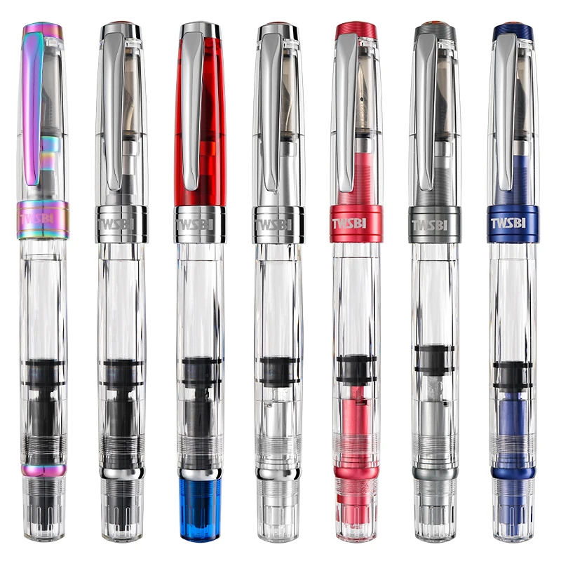 New TWSBI 580 Transparent Piston Fountain Pen Punk Pink Limited Color Resin Body Student Writing Business Office Supplies Gift