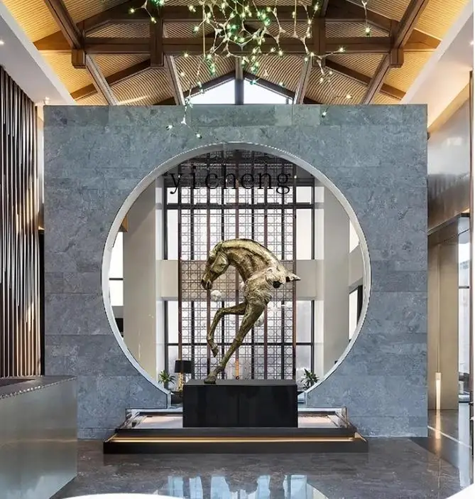 

Hotel Lobby Horse Head Sculpture Living Room Large Floor Ornament Villa Mall Abstract Decoration