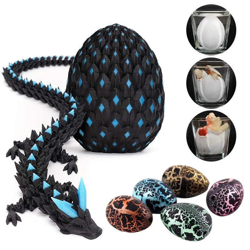 1PCS 3D Gedrukt Crystal Dragon Glow-in-the-Dark Gelede Draak & Grow Ei Nieuwigheid Decoratie speelgoed Educatief Speelgoed voor Kid Gift