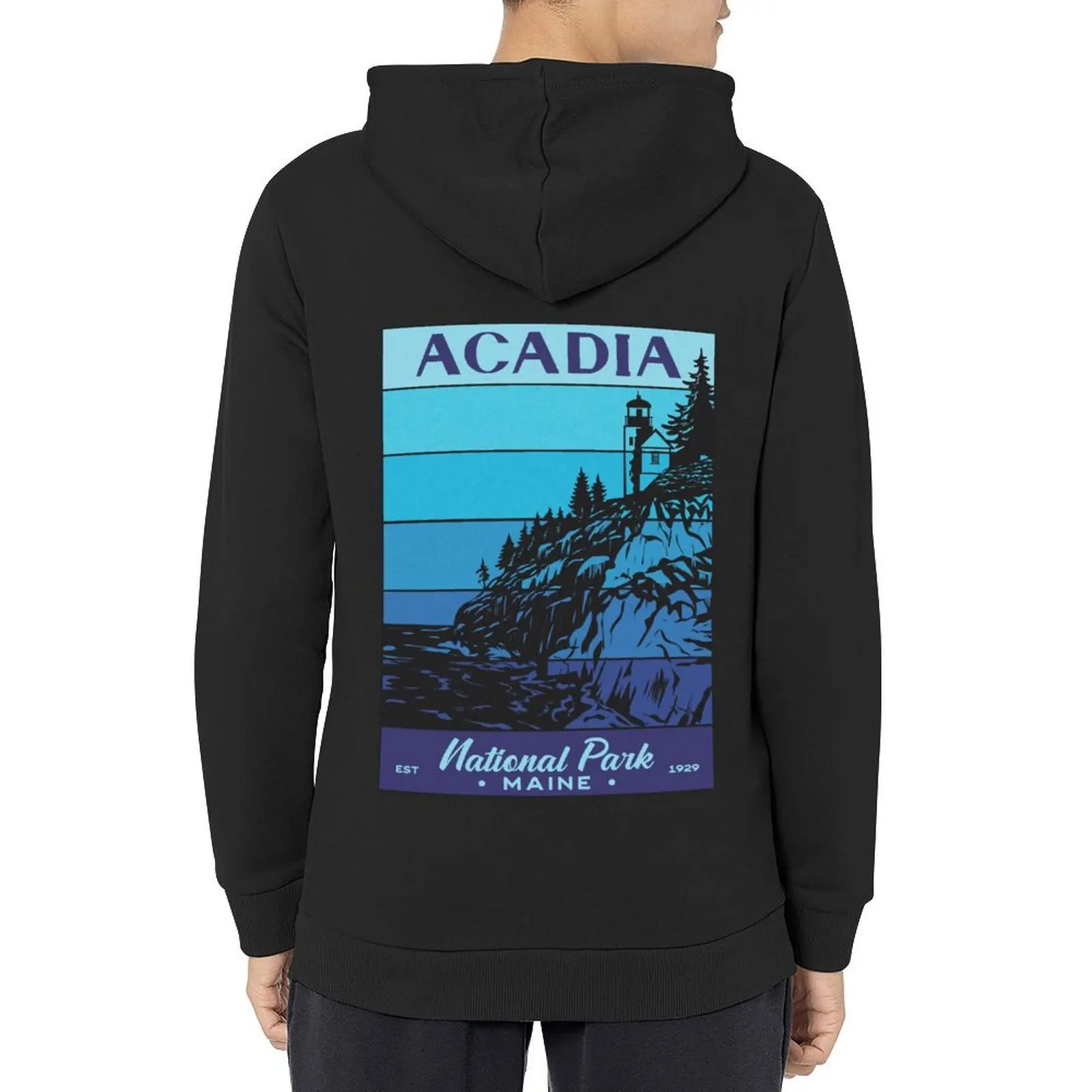 

Acadia National Park Blue Retro Sunset Hoodie mens designer clothes men clothes clothes for men men's hoodie oversize