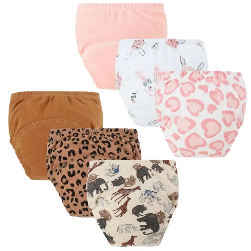 3PCS Cute Prints Reusable Baby Cotton Toilet Training Pants Toddler Waterproof Washable Potty Learning Underwear for Boys Girls