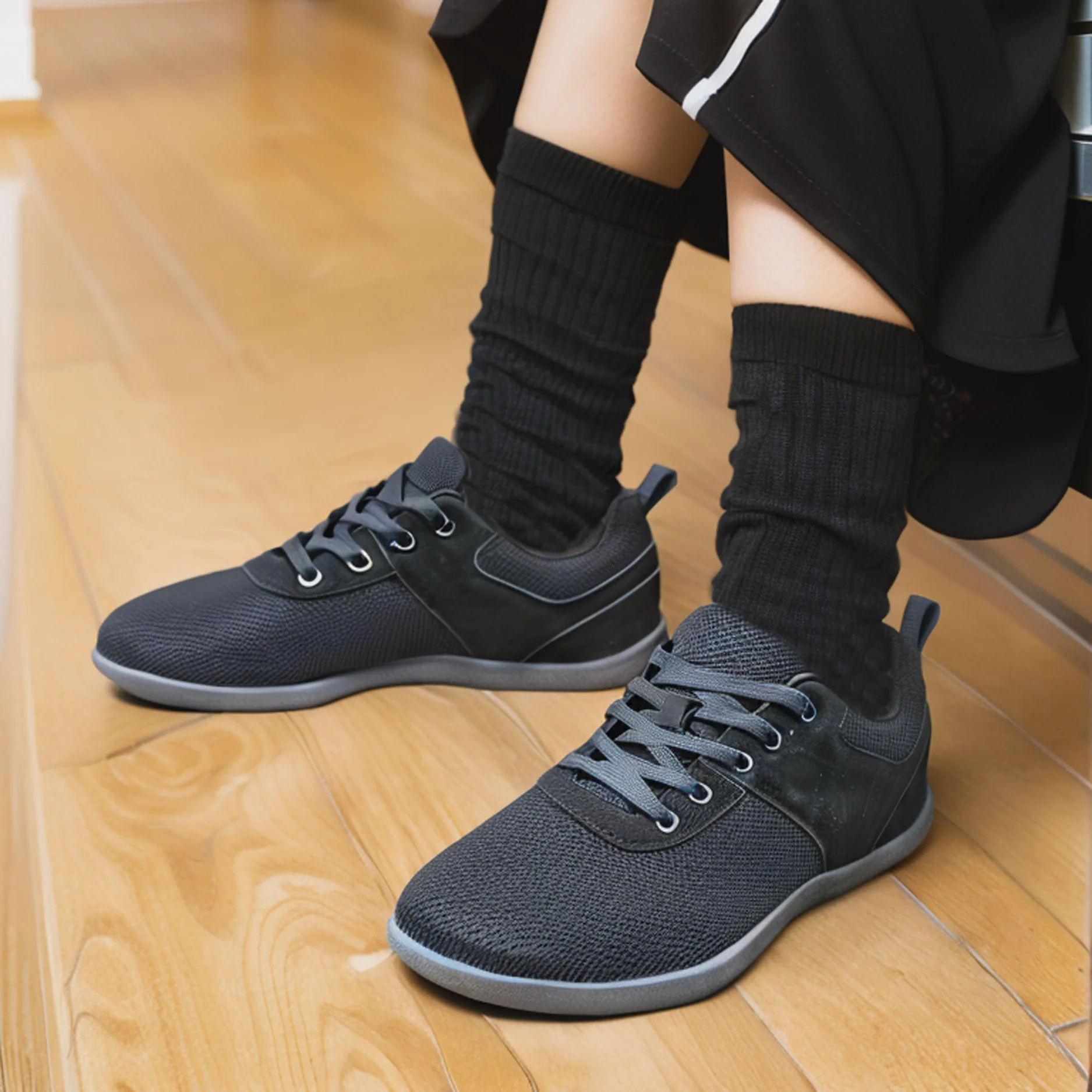 

Men's black casual shoes, breathable mesh shoes for daily work, sneakers business shoes