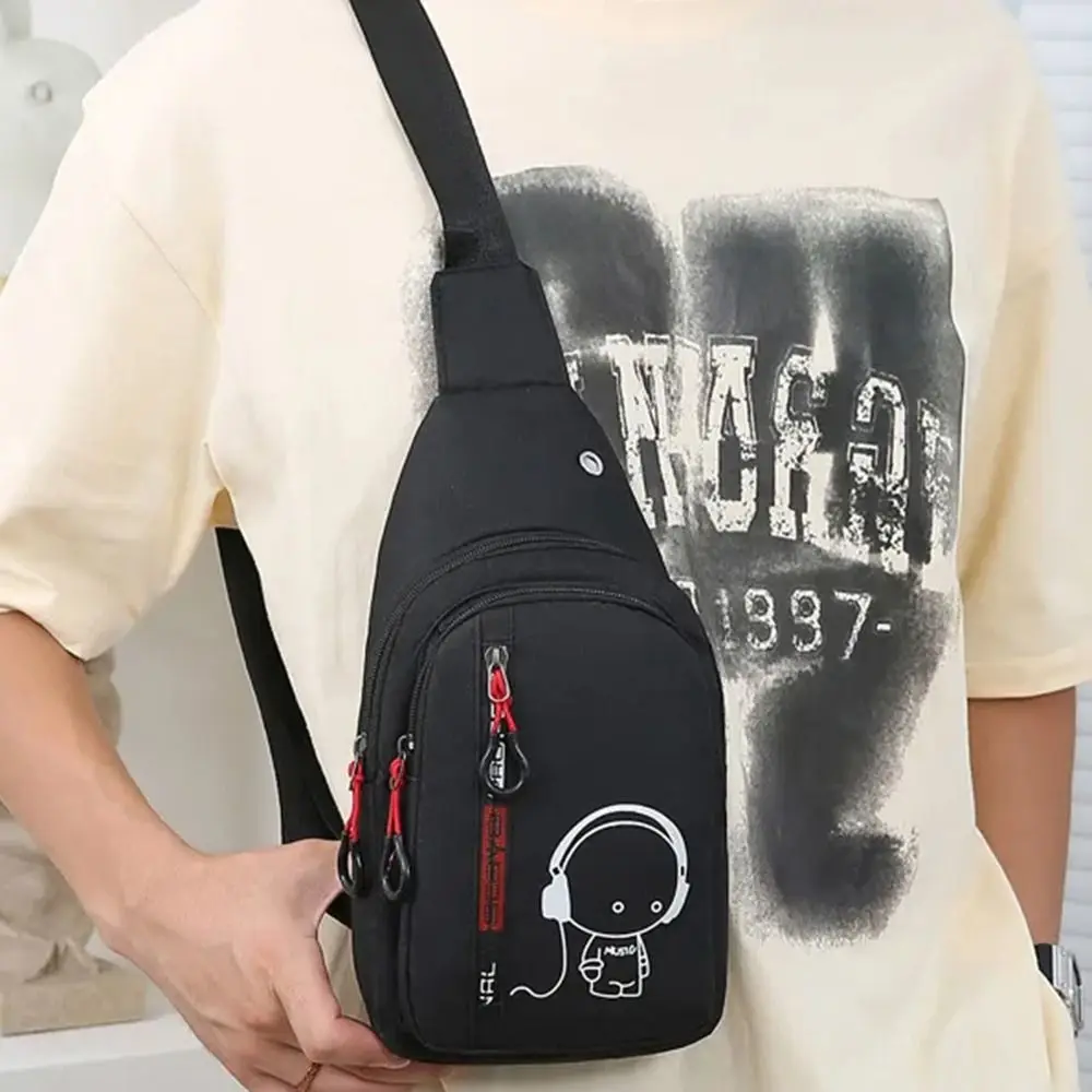 

Fashion Glow Men's Chest Bag Waterproof Large Capacity Cycling Shoulder Bag Multifunctional Commuting Nylon Crossbody Bag Boys