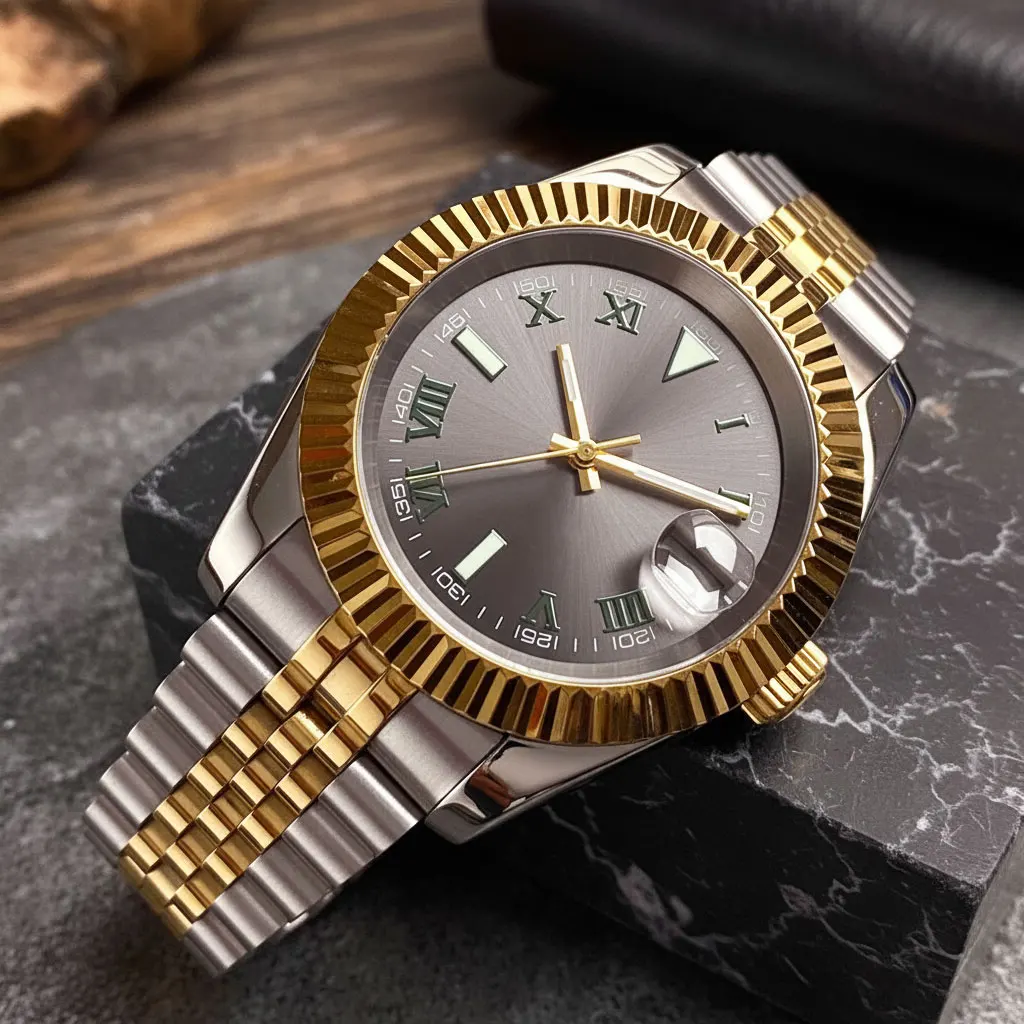 36mm 39mm Gray Dial Roman Numbers NH35 Automatic Men Watch Sapphire Stainless Steel 200M Waterproof Watch Relogio Slide Buckle
