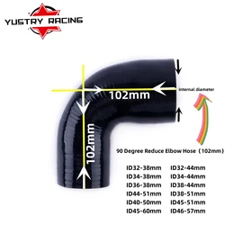 Black 3-PLY Lenght:90 Degree Elbow Silicone Hose Intercooler Coupler Reducer Turbo ID(mm):32 34 36 38 40 44 45 46 50 51 57 60