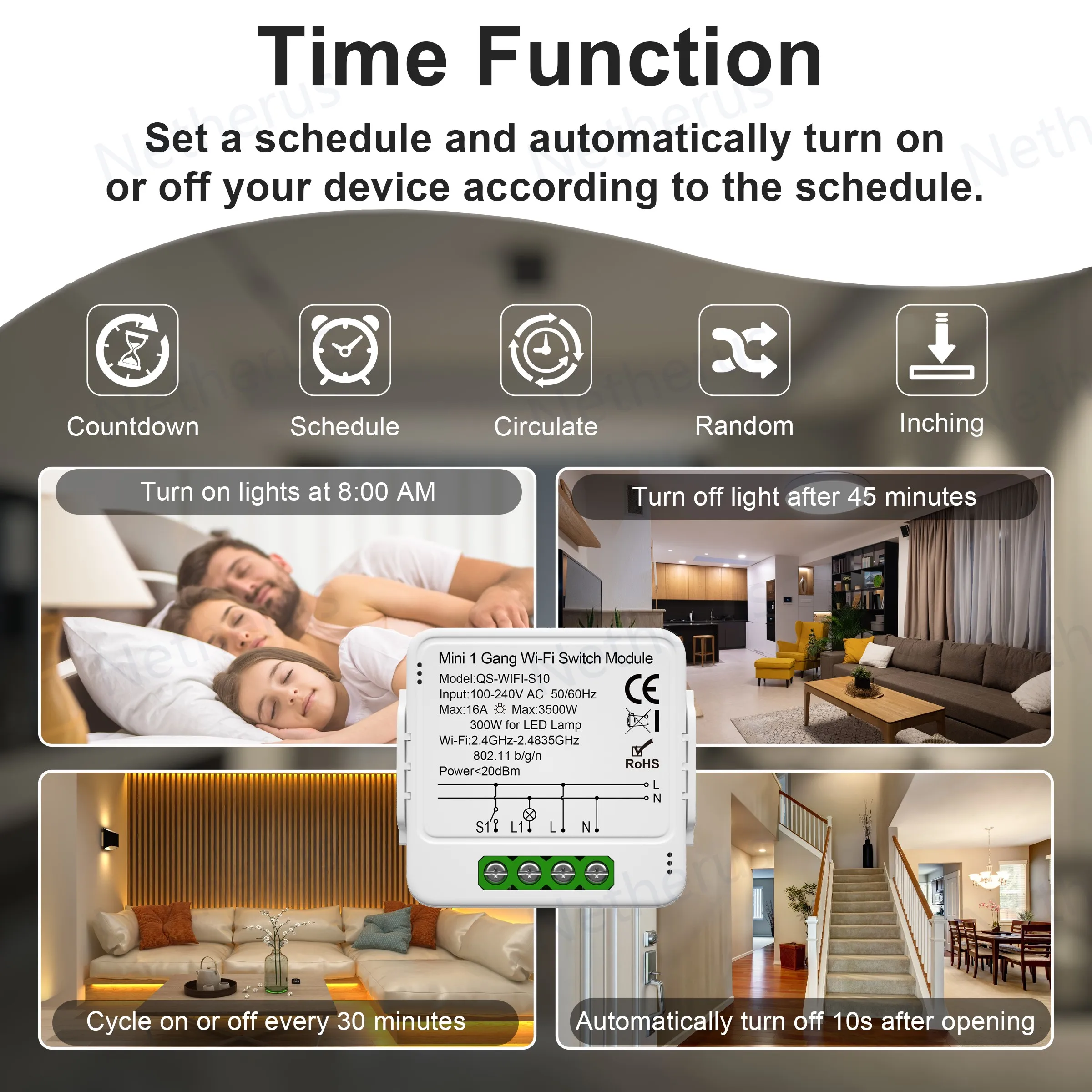 Tuya WiFi スマートスイッチモジュール 1/2/3/4 ギャング制御ミニスイッチブレーカー 16A スマートライフ Alexa Google アリスと連携