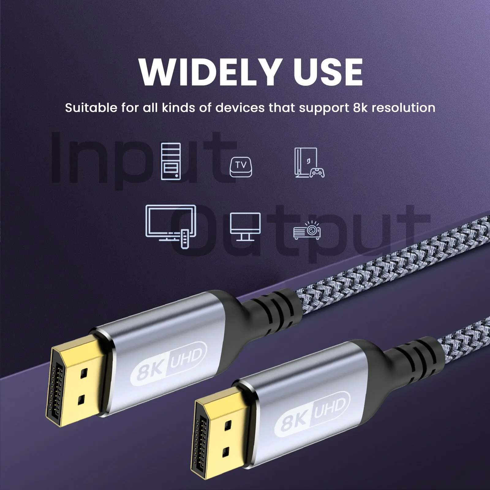 NIERBO DisplayPort Cable 8K DP 1.4Cable 8K@60Hz 4K@144Hz Braided High Speed Display Port Cable Compatible with TV Monitor Laptop