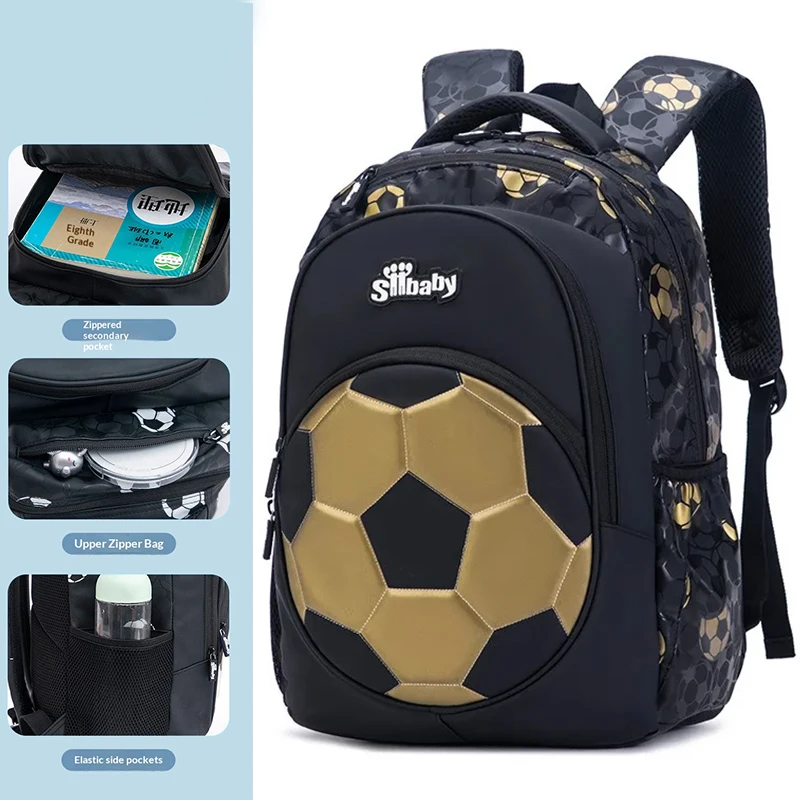 Football Backpack, Large-Capacity Sports Football Backpack, Multiple Compartments, 3D Football Pattern