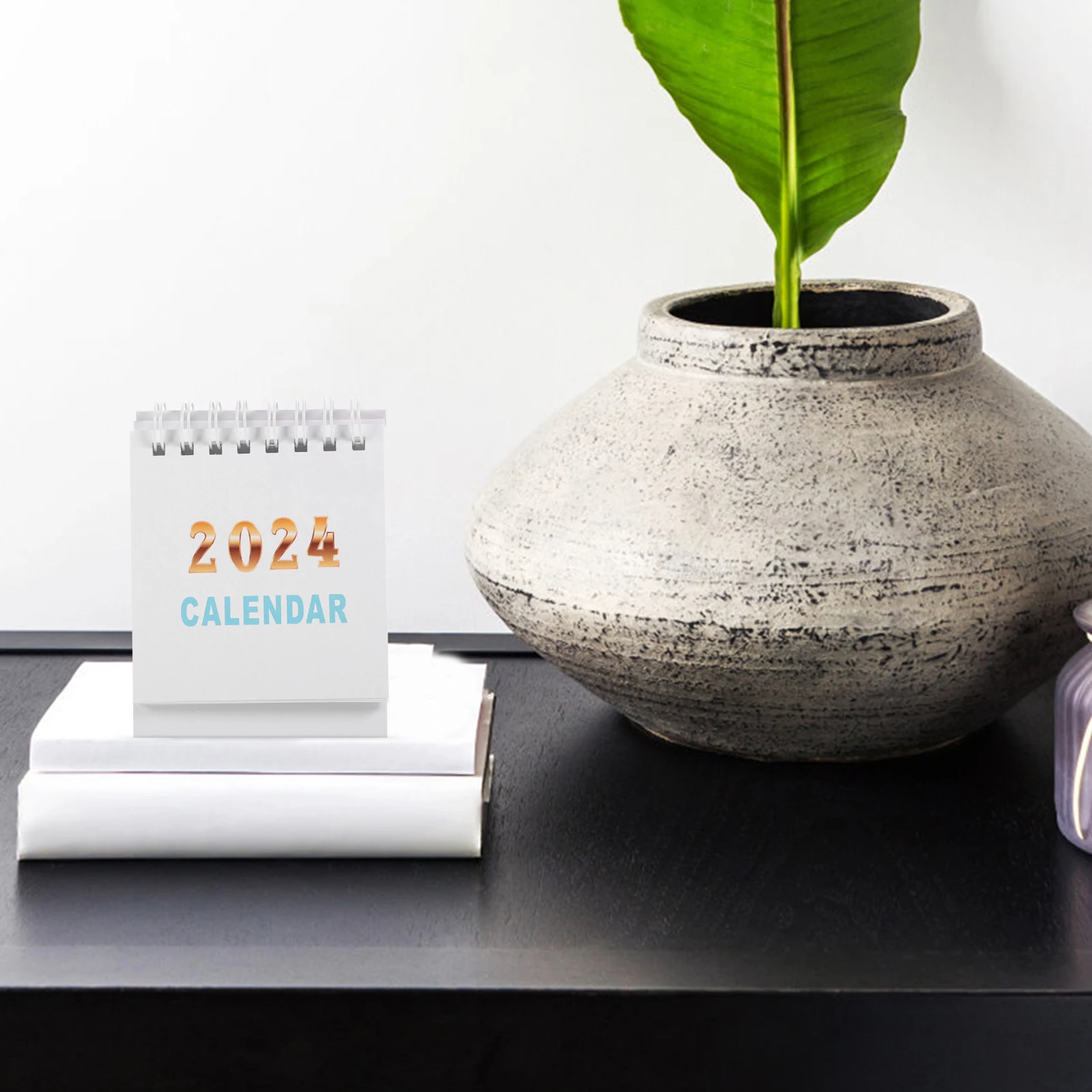 

2024 Desktop Calendar Free Standing Paper Minimalist Desk Planner Small Portable for Office Home Daily Schedule