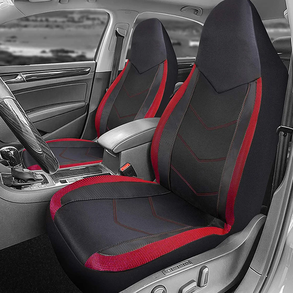 AUTO PLUS High Back Bucket Universal Seat Protector Breathable Mesh Fabric Carbon Fiber Texture Seat Car Seat Cover Cushion