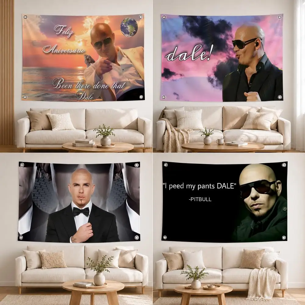 Rapper Pitbull Mr. Worldwide Flags Home Yard Garden Wall Hanging Flag Indoor Outdoor Banner Decor for Patio Backdrop Art