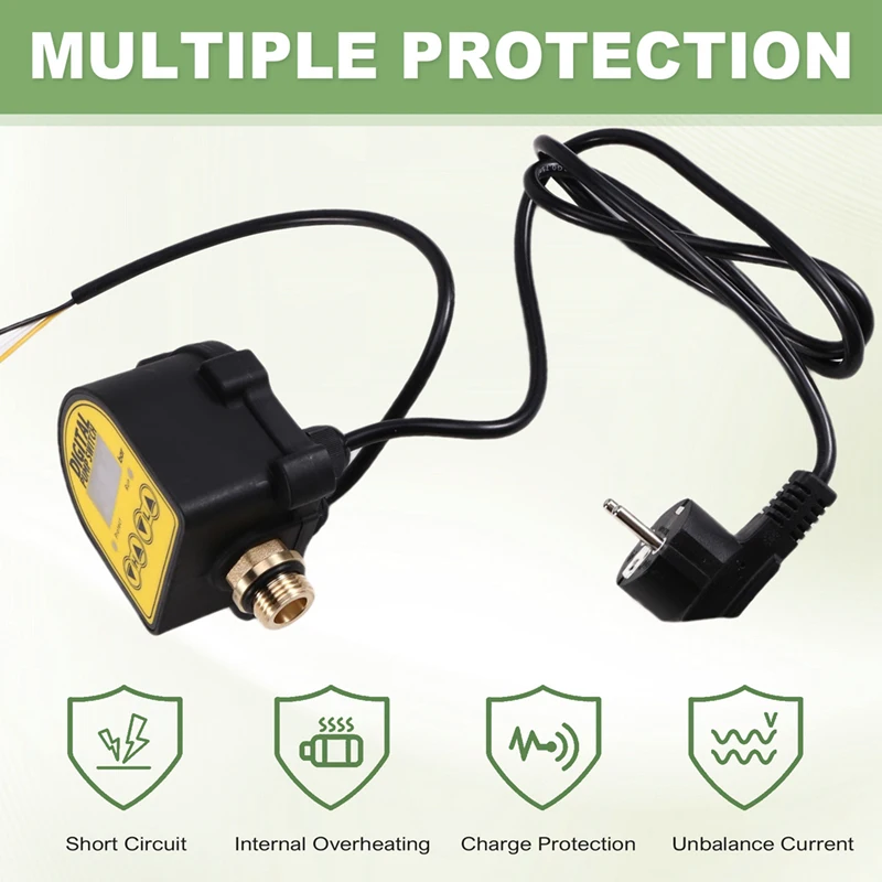 Pressure Controller Switch 0-10Bar 1/2in Interface Water Oil Compressor 220V Digital Automatic Water Pump on/OFF EU Plug-A56M