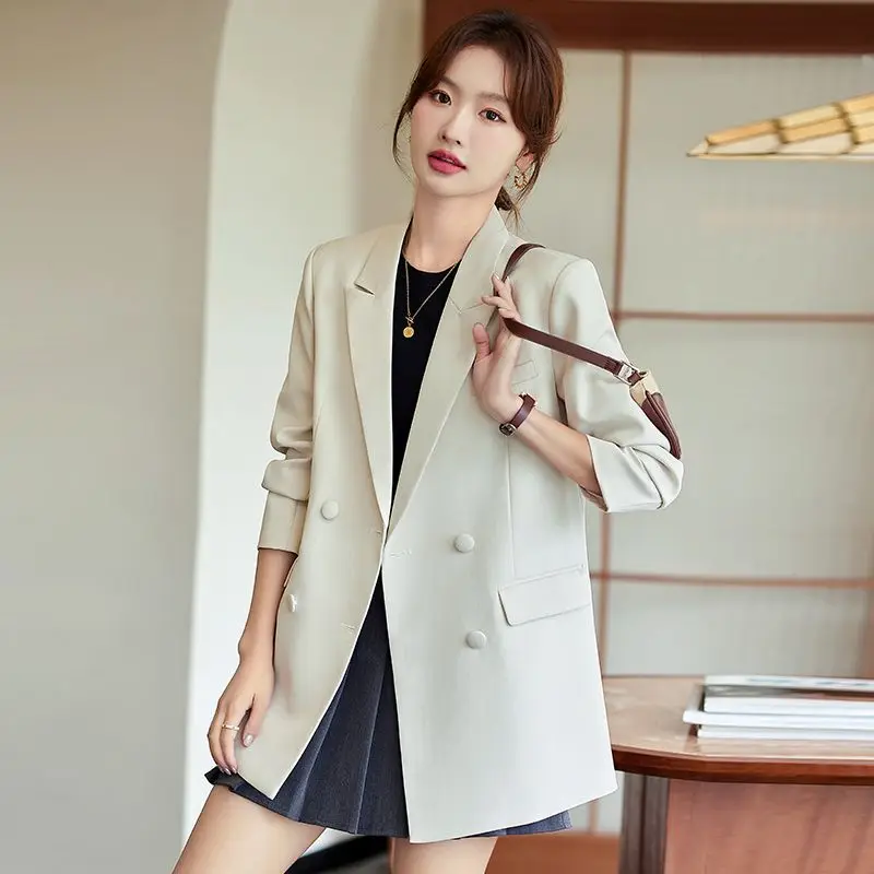 

UNXX Autumn Fashion Temperament Women Blazer Coat Vintage Long Sleeve Elegant Casual Double Breasted Vintage Office Chic Top New