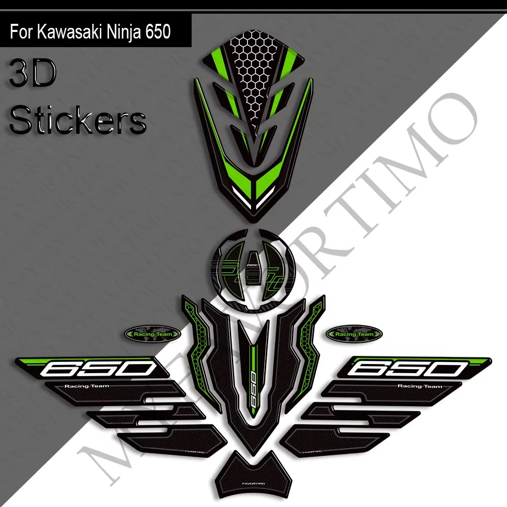 3D resin Motorcycle Tank pad Cap stickers windshield windscreen decals decoration kit For kawasaki Ninja Z 650 z650 2020-2025