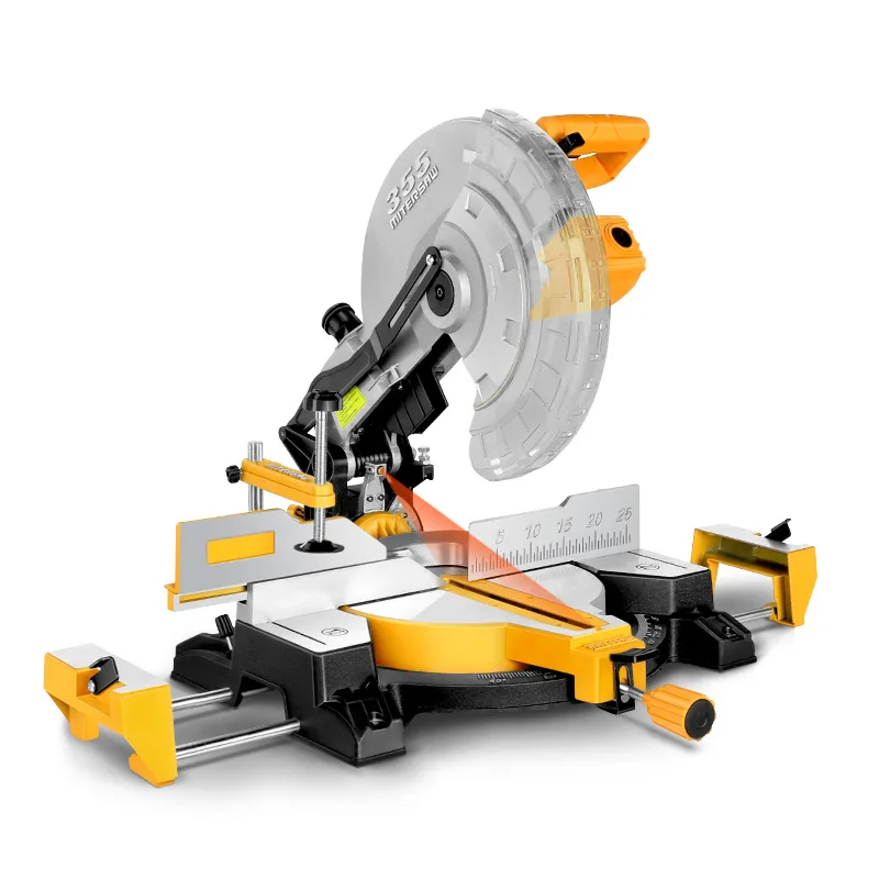 New14-Inch Single Bevel Non-Tension Laser Miter Saw 355 Wood Aluminum Cutting Machine 220V Horizontal Style Core Motor Component