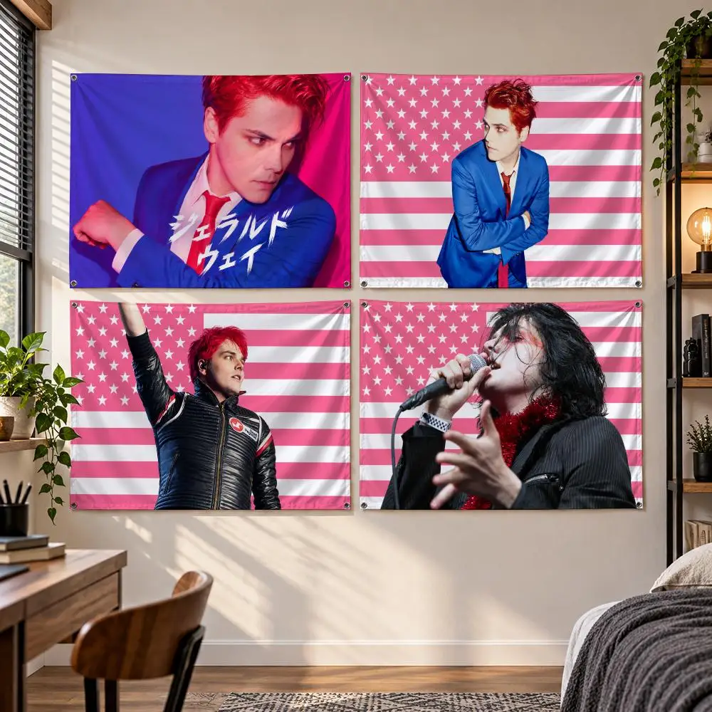 Singer G-Gerard Way Flags Banner Decor for Bedroom,Garden,Party,Club,Gaming Room,Indoor Outdoor