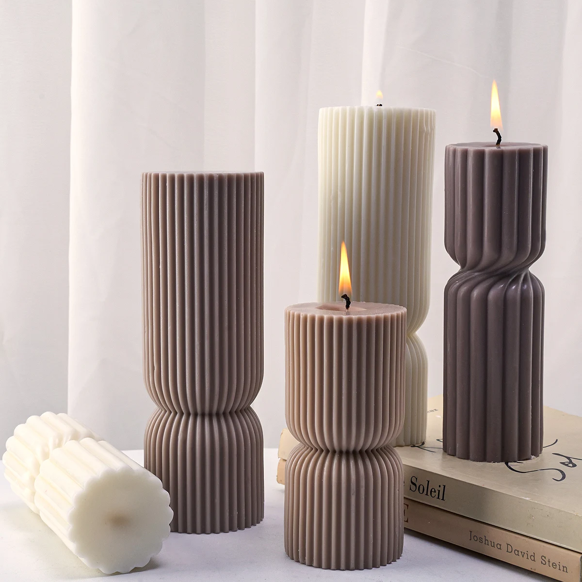 Geometry Cylinder Silicone Candle Mold DIY Nordic Style Stripe Shape Soap Candles Molds Plaster Resin Crafts Making Home Decor