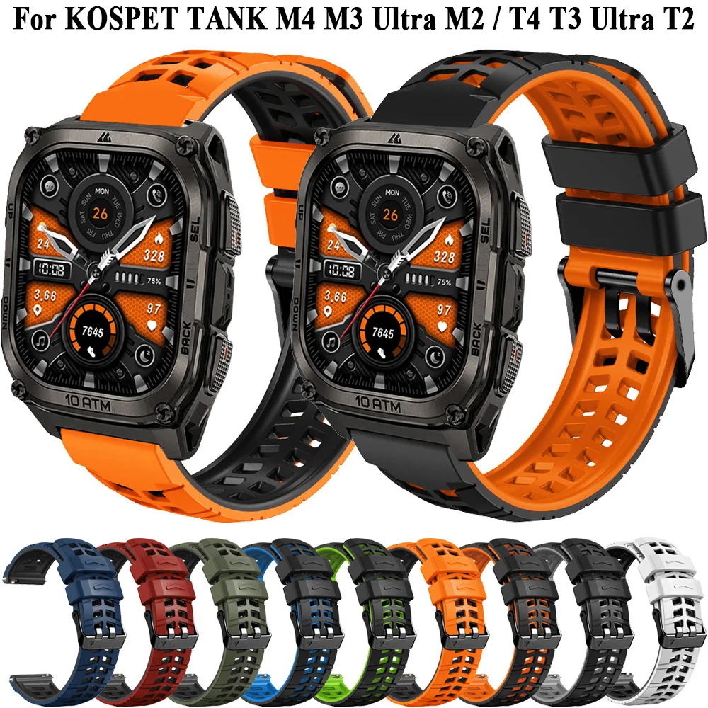 Correa de reloj de 22MM para KOSPET TANK M4 M3 M2/TANK T4 T3 Ultra T2, correa de silicona para reloj inteligente, correa de repuesto