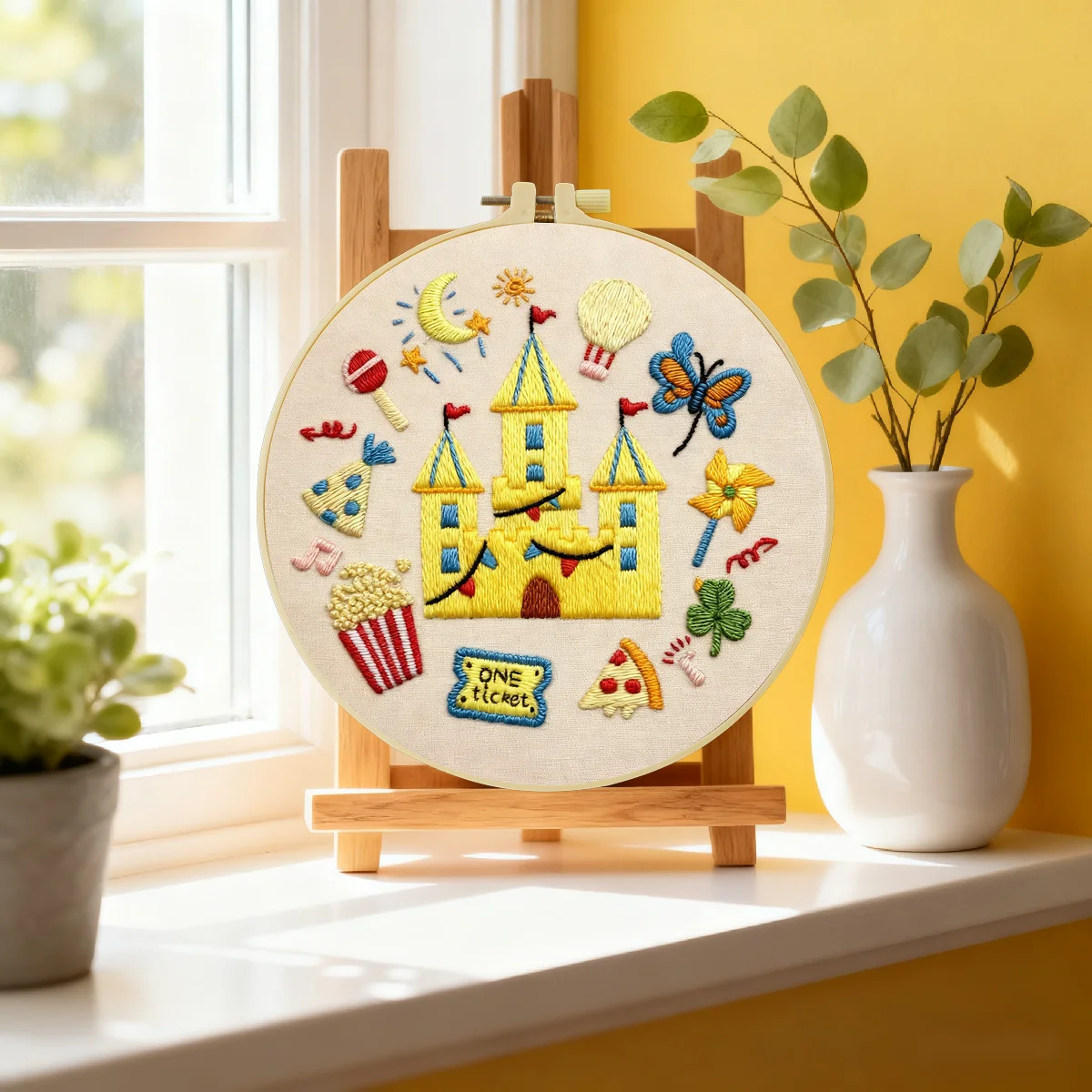 1 Stück 20X20CM/15X15CM 7,87/6,3 Zoll Freizeit-Stickerei-Starter-Kit DIY-Kit DIY-Stickerei-Set Handarbeiten Heimdekoration Nadelkunst – Detail 1
