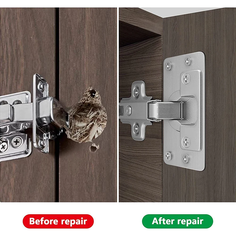 10Pair Cabinet Hinge Repair Plates Kit Kitchen Cupboard Door Hinge Mounting Plates With Holes Flat Fixing Brace Brackets