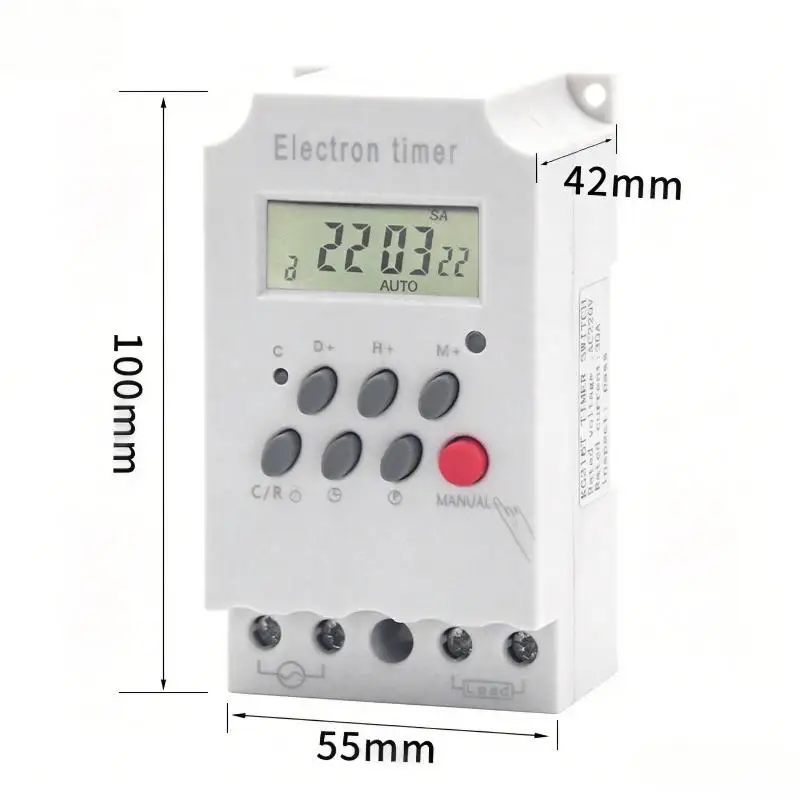 Programmable Digital Timer Relay Switch 30A 220V 16 ON/OFF 24hr 7 Days Weekly for Industrial Equipment Timing