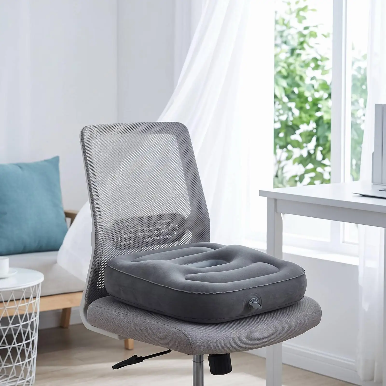 Flocked PVC Inflatable Cushion for Car Seat Office Chair and Desk Chair with Ergonomic Support and Easy Carry