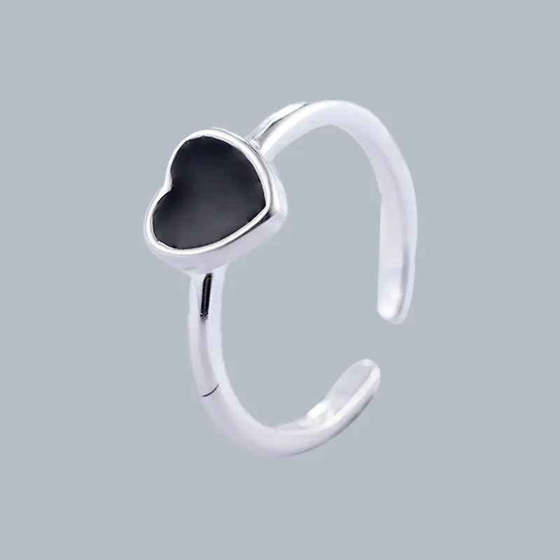 Autentico anello minimalista in argento Sterling 925 per le donne matrimonio cuore vuoto gioielli di moda regalo di san valentino carino