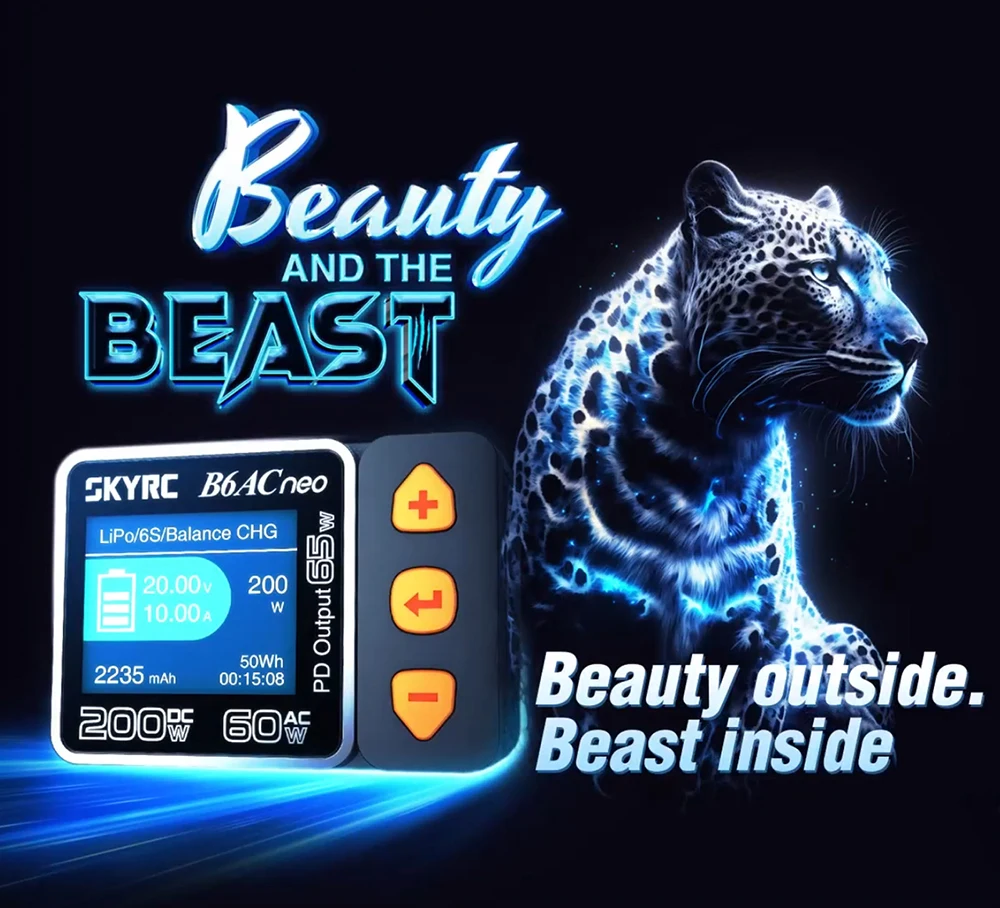 SKYRC B6ACneo Charger DC 200W AC 60W 10A Balance Charger Discharger Digital LiPo LiFe LiIon LiHV NiMH NiCd Pb Smart Battery