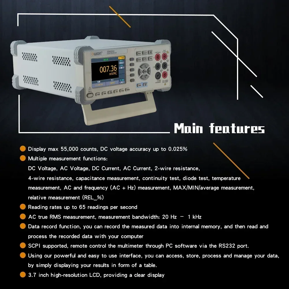 YYHC  XDM2041 4 1/2 True RMS AC Voltage Current,Temperature Resistance Frequency 55000 Counts RS232